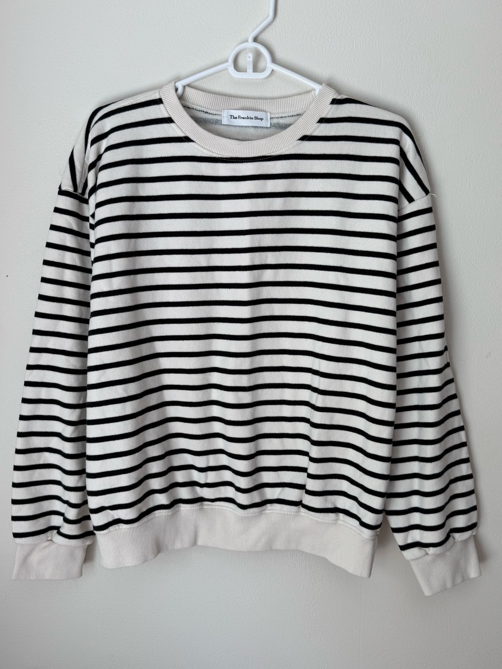 The Frankie Shop Striped Crewneck Sweater - Black & White Oversized Boxy Sz XS/S